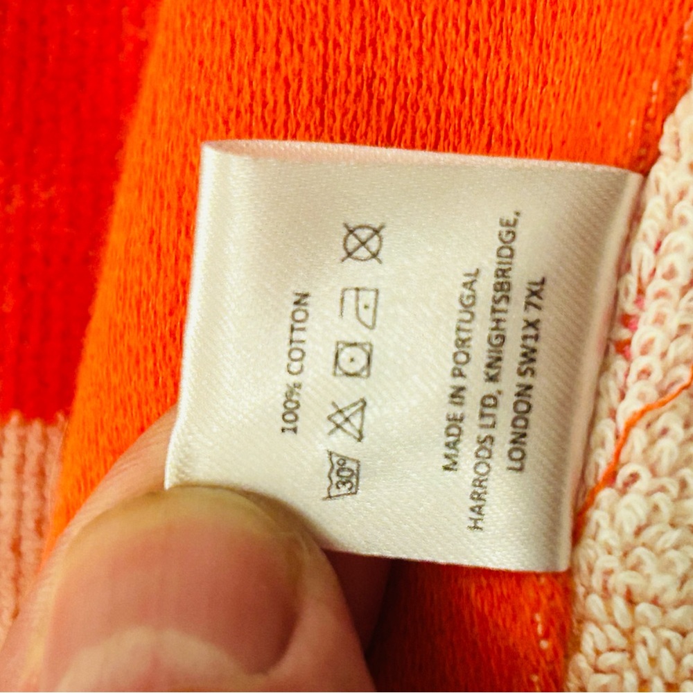 NWT Harrods Pink and Orange Striped beach and bath Towels with Harrods bag - Picture 15 of 15